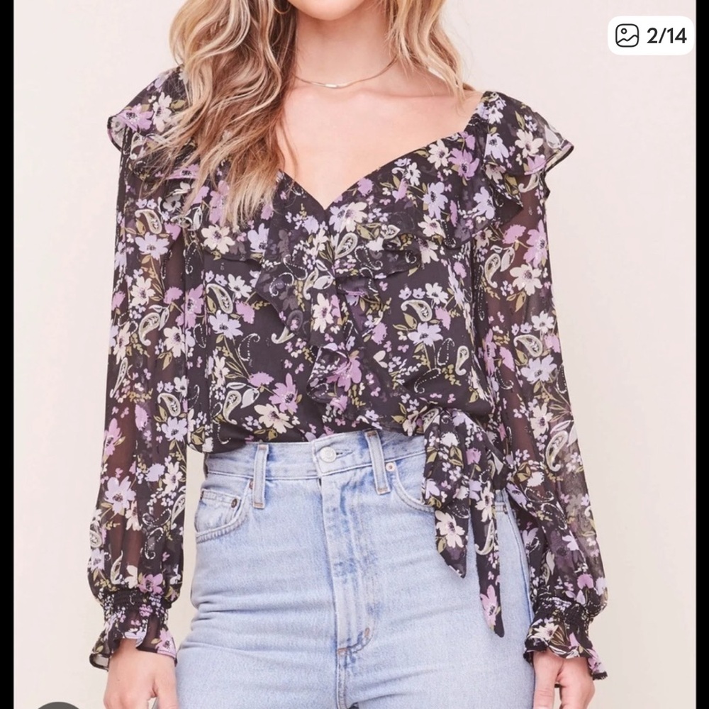 ASTR The Label Persephone Floral Wrap Bodysuit NWT Size Medium